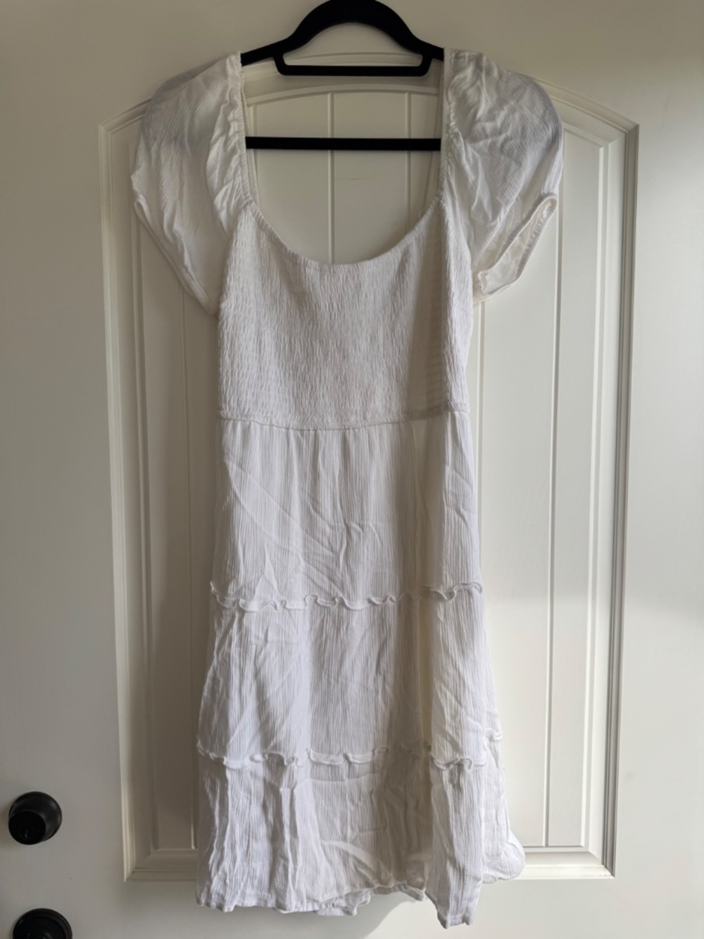 Hollister Co. Women's White Puff Sleeve Mini Dress Large